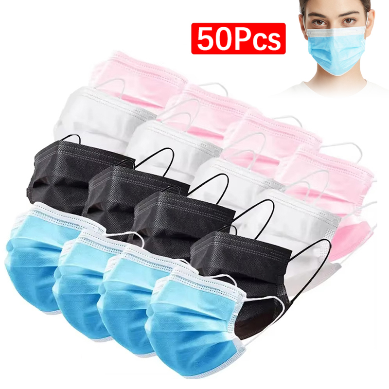 50Pcs 3-layer Mask Face Masks  - Disposable Mask Blue ulasan dan harga
