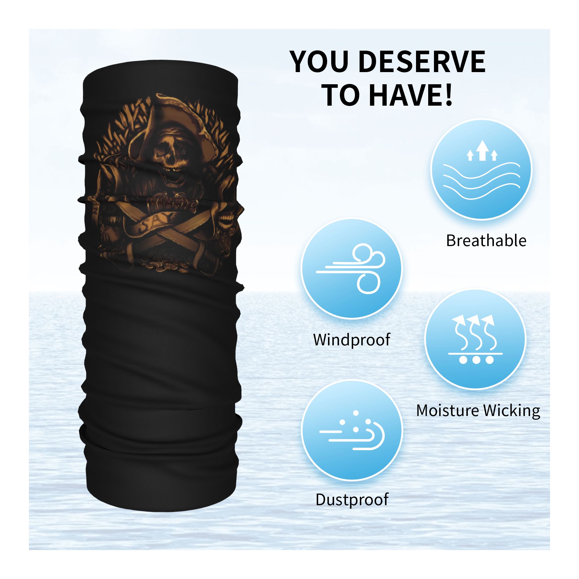 Custom Never Say Die Pirate Sk - Neck Gaiter Face Cover ulasan dan harga